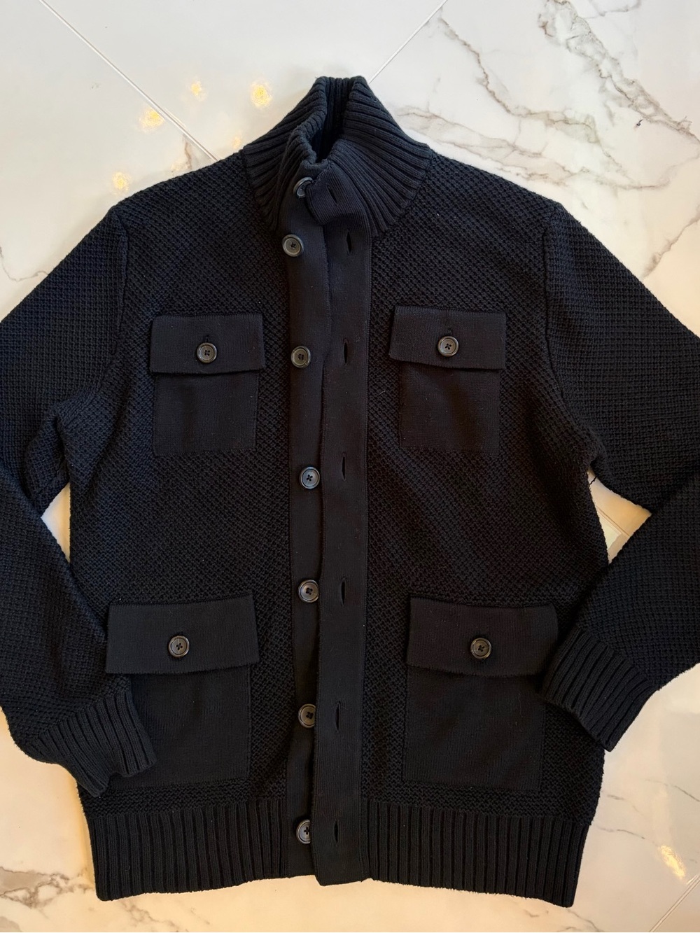 Banana Republic Women’s Black Button-Front Knit Sweater Jacket